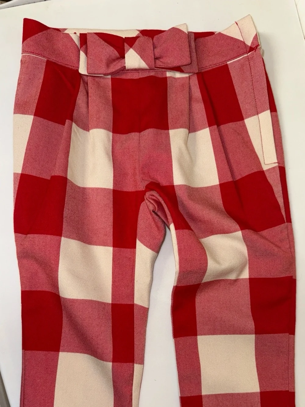 Janie and Jack Red and Cream Checkered Pants Size 2T NWT Adjustable Waistband